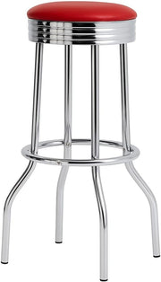 Retro Chrome 3-Piece Pub Bar Set with Swivel Stools