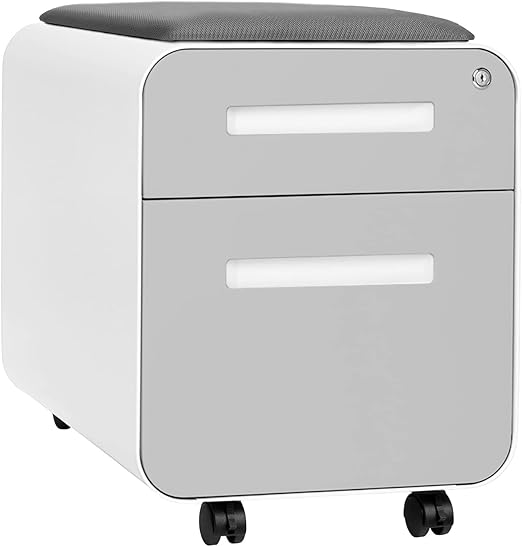 Seated 2-Drawer Mobile File Cabinet with Removable Cushion