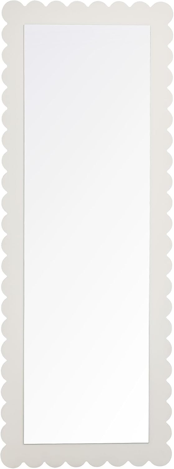 Scalloped Full-Length Floor Mirror Light Gray