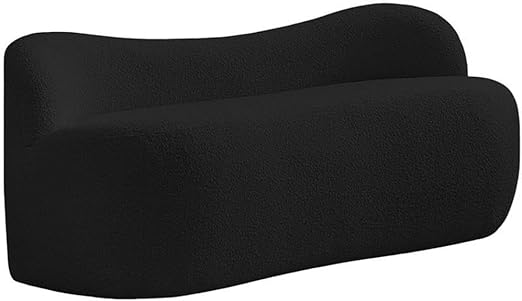 Boucle Fabric Upholstered Bench with Curved Back