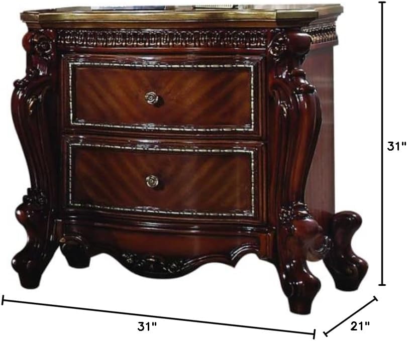 2-Drawer Wooden Nightstand Cherry Oak