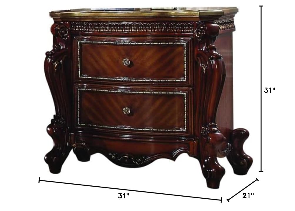 2-Drawer Wooden Nightstand Cherry Oak