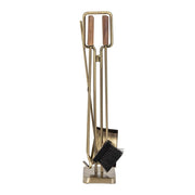 5-Piece Fireplace Tool Set with Walnut Handles