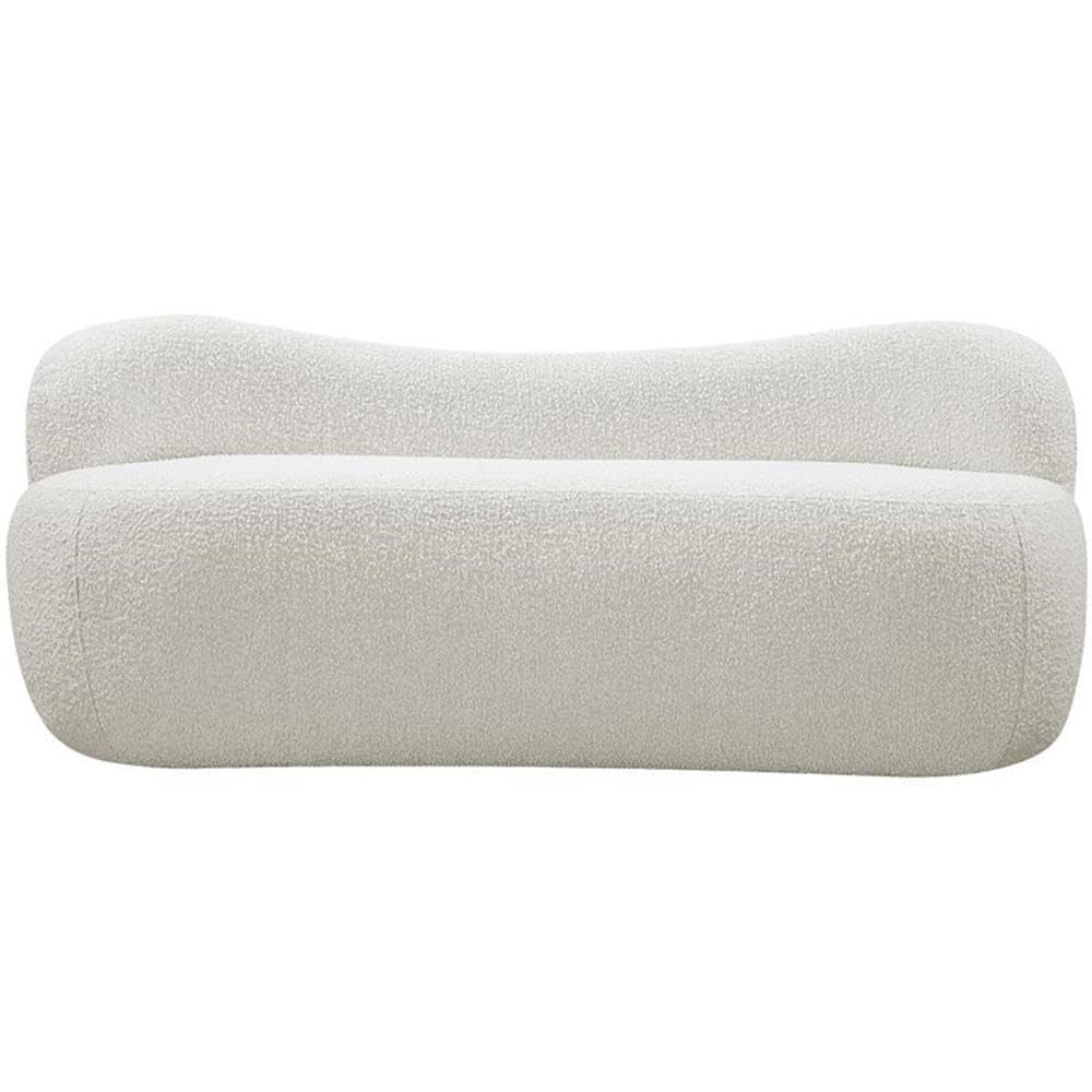 Boucle Fabric Upholstered Bench with Curved Back