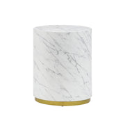 Round Marble End Table with Gold Edge