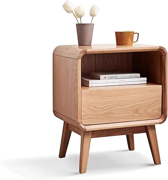 Solid Wood Nightstand with Two Drawers