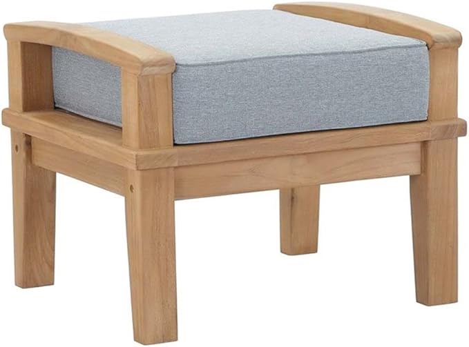 Teak Wood Outdoor Patio Ottoman with Cushion