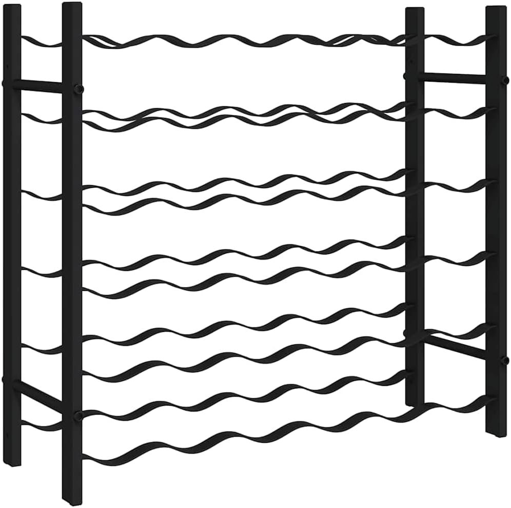 36-Bottle Wine Rack Black Iron Industrial Floor Standing
