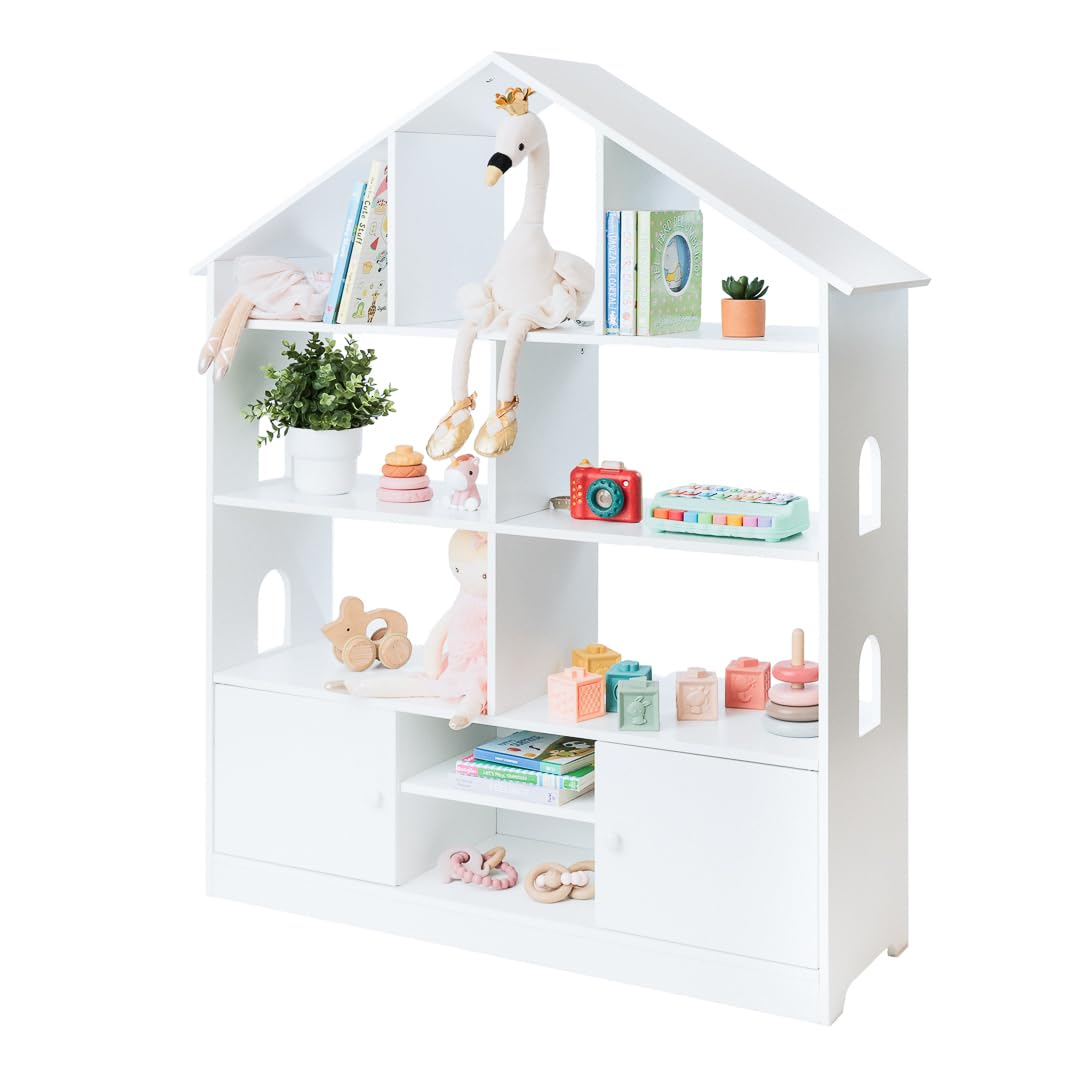 4-Tier White Kids Bookshelf and Toy Storage