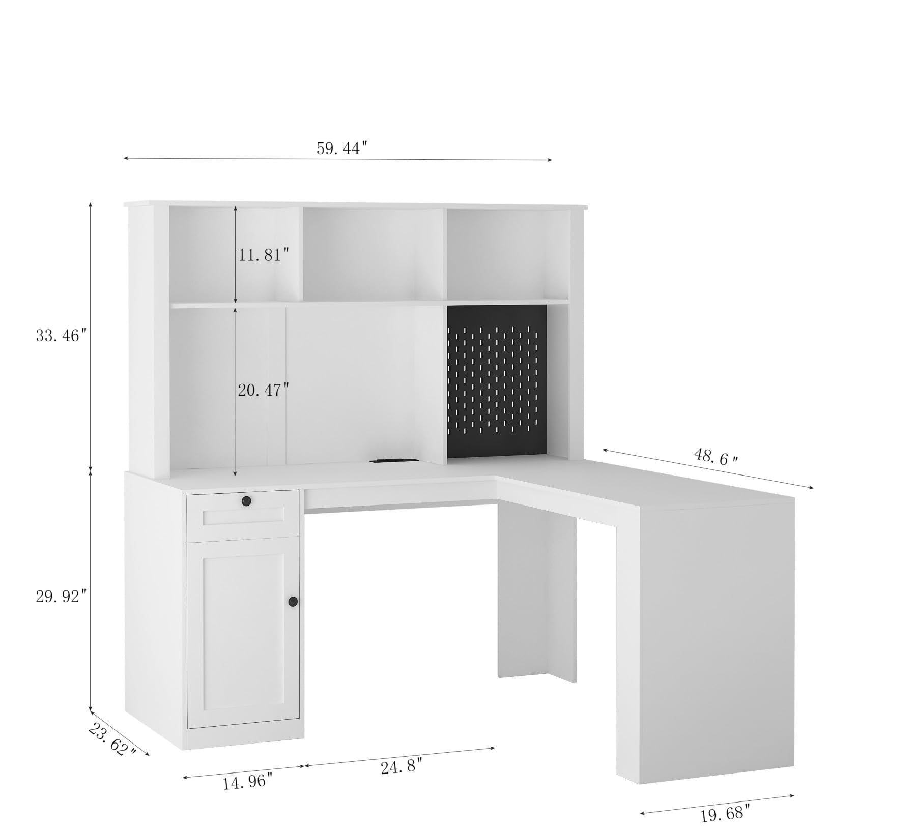 L-Shaped Office Desk with Outlet & Storage