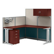 L-Shaped Cubicle Desk with Storage and Privacy Panels