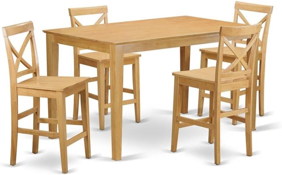 7-Piece Counter Height Dining Set with Linen Fabric Chairs