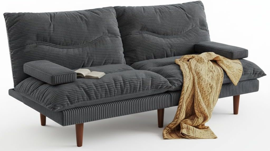 69 Inch Futon Sofa Bed with Adjustable Backrest