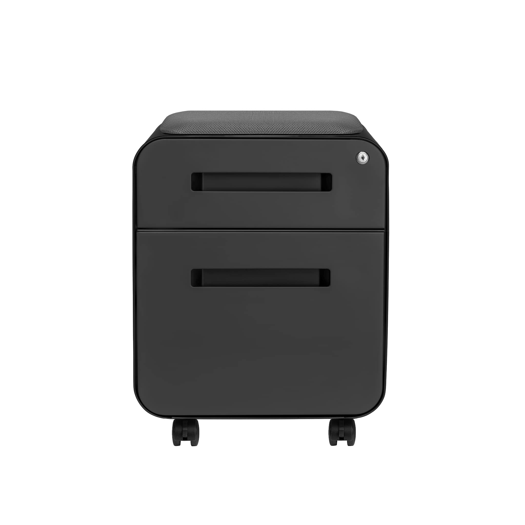 2-Drawer Mobile File Cabinet with Cushioned Seat