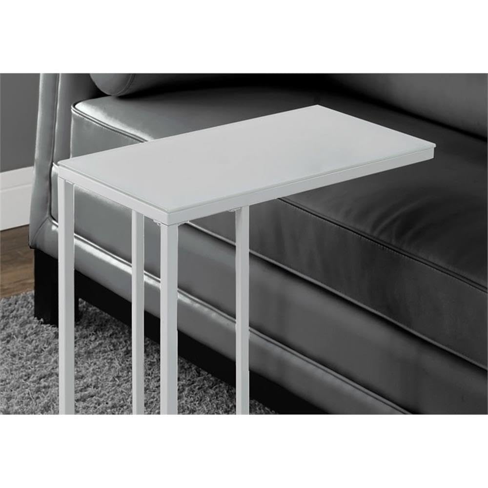 Frosted Glass Accent Table White Metal