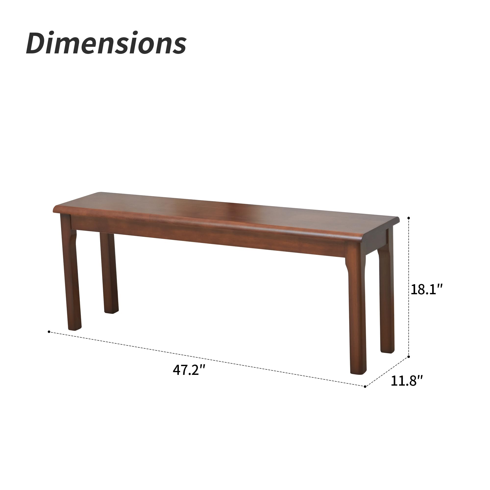 47 Inch Wooden Bench for Dining and Outdoor Use