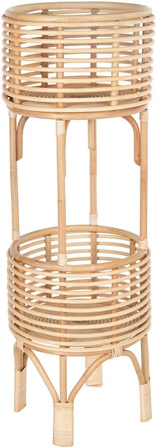 Two-Tier Rattan Plant Stand