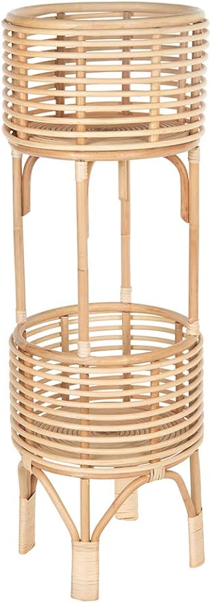 Rattan Indoor Plant Stand Medium Natural Brown