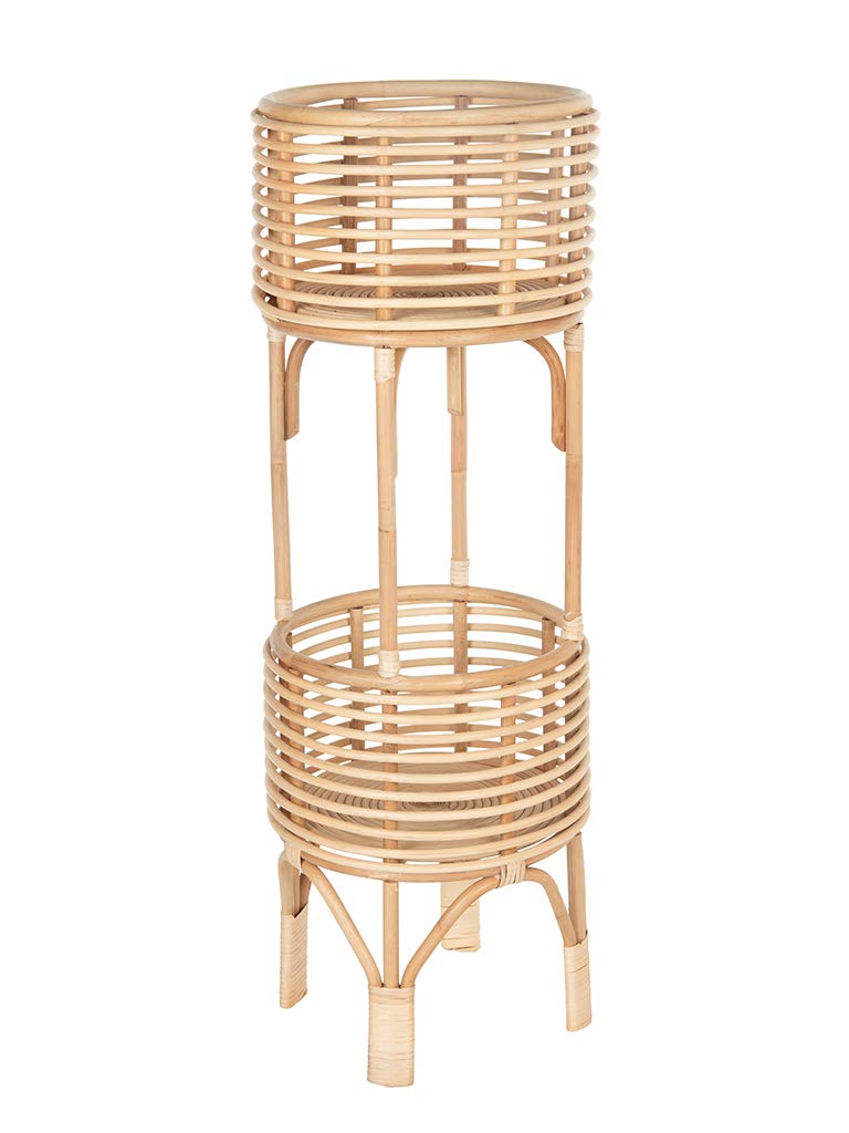 Two-Tier Rattan Plant Stand