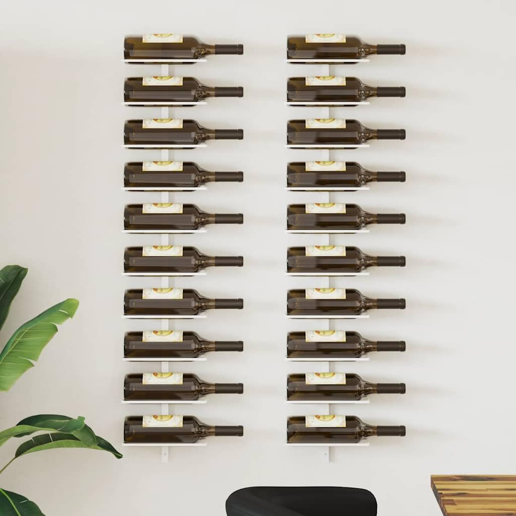 Wall-Mounted Wine Rack for 10 Bottles White Metal