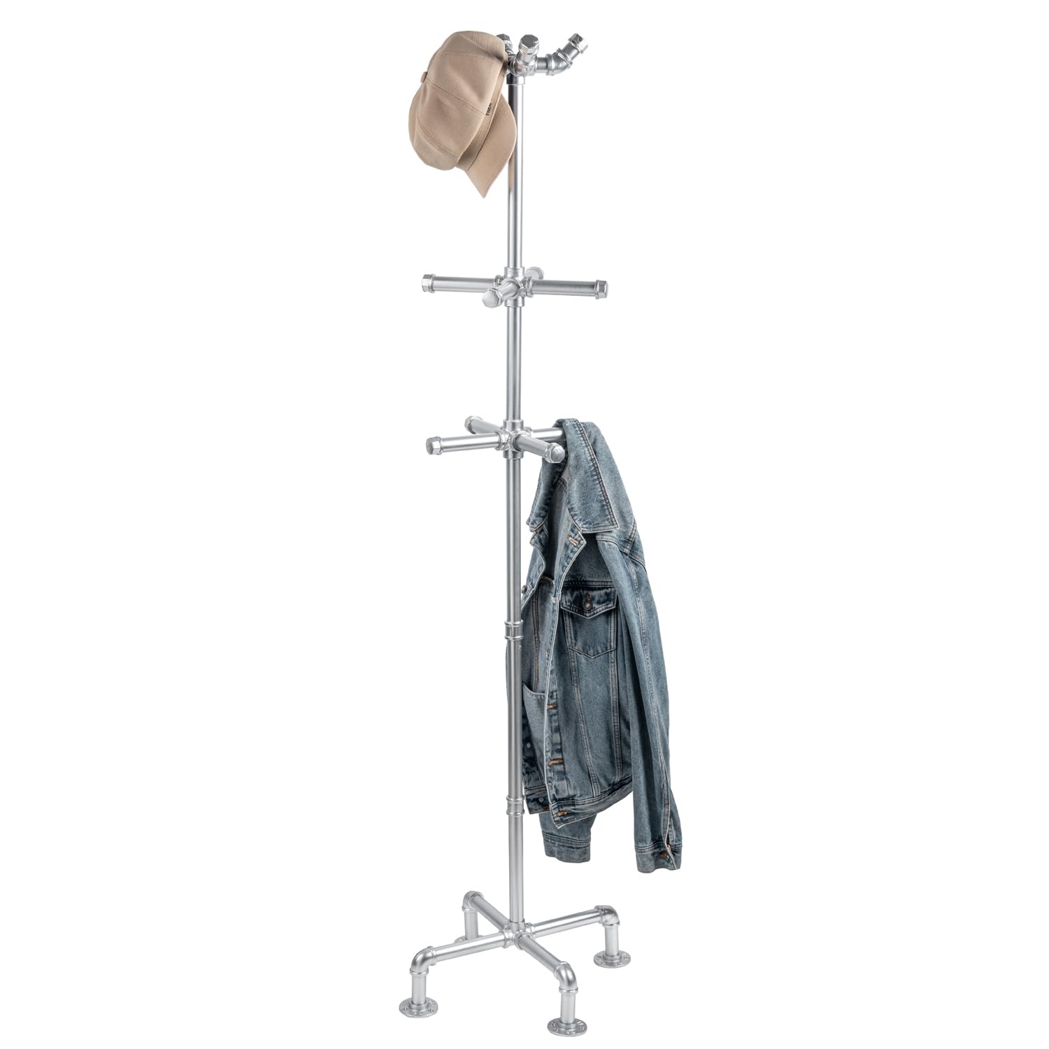 5.5ft Freestanding Coat Rack with Industrial Metal Pipe Design and 12 Hooks