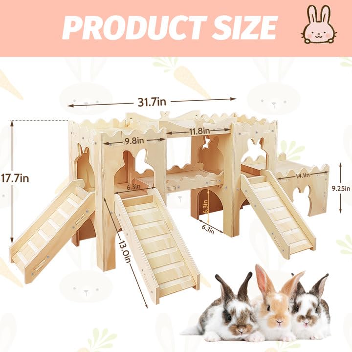 Extra Large Wooden Rabbit Castle Hideaway
