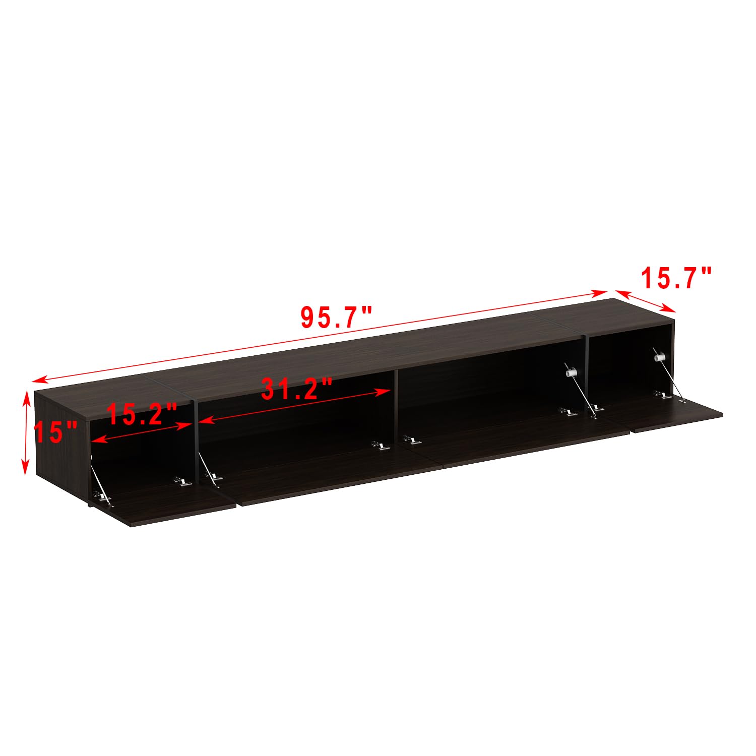 95.1" TV Stand with 4 Flip-Down Drawers - Modern Entertainment Center