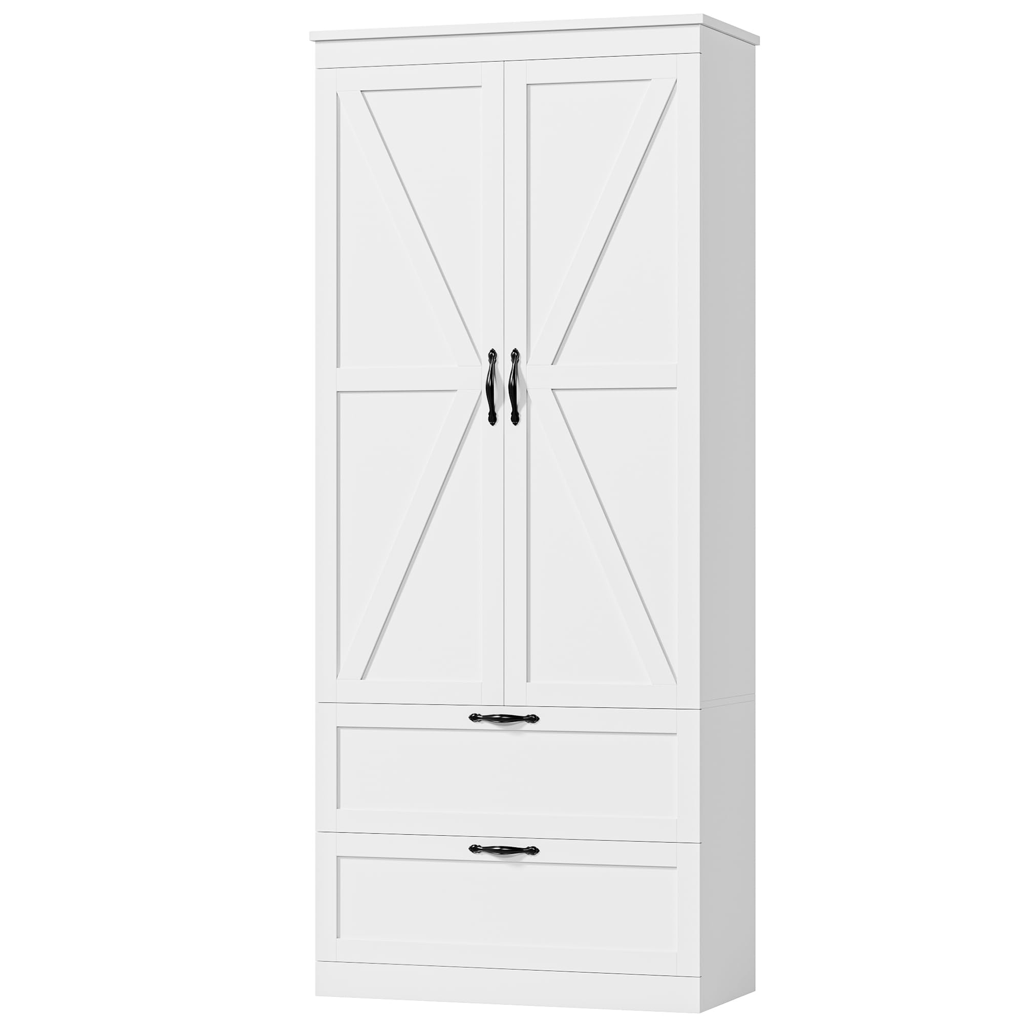 70" Tall Kitchen Pantry Storage Cabinet with Barn Doors