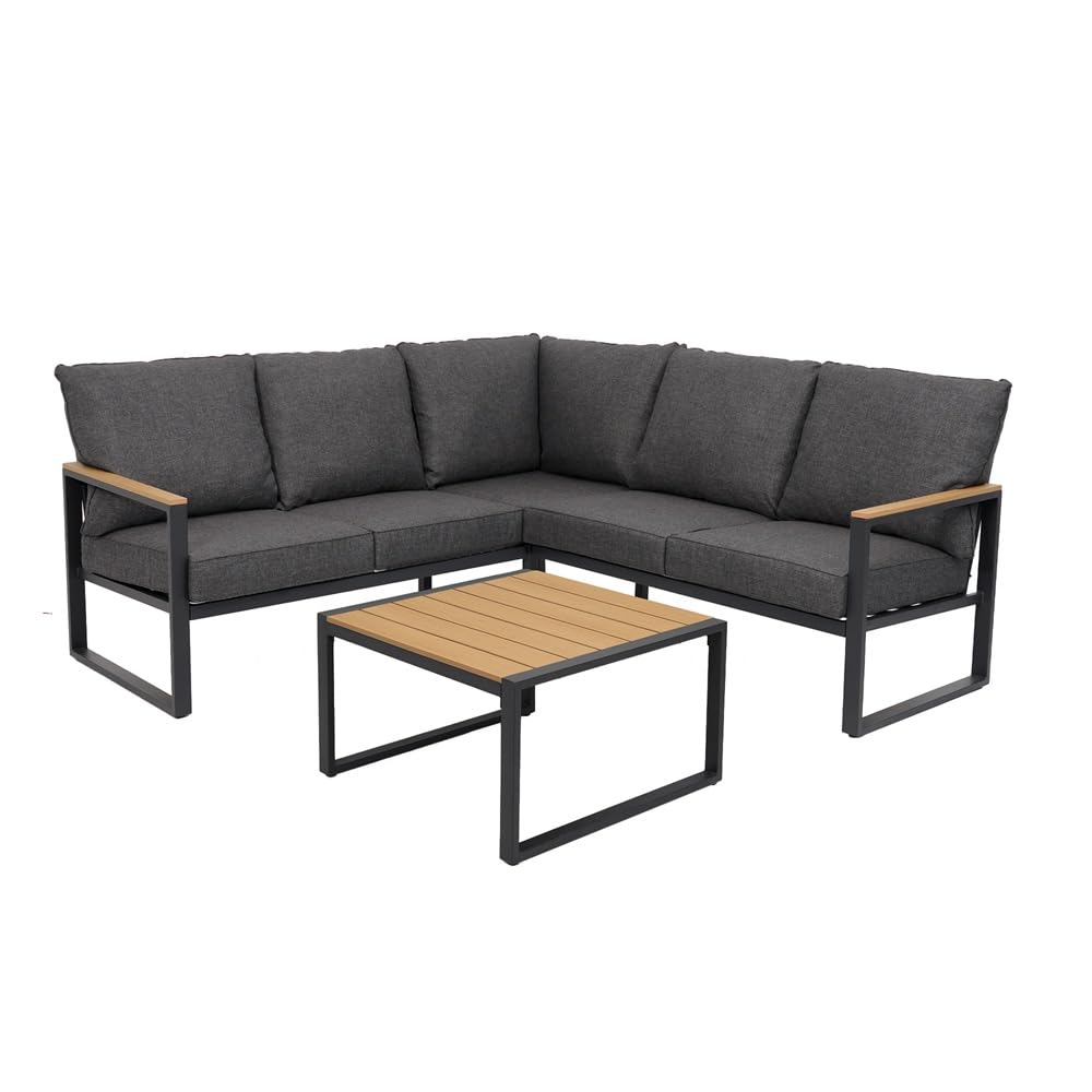 6-Piece Metal Outdoor Sectional Sofa Set with Side Table