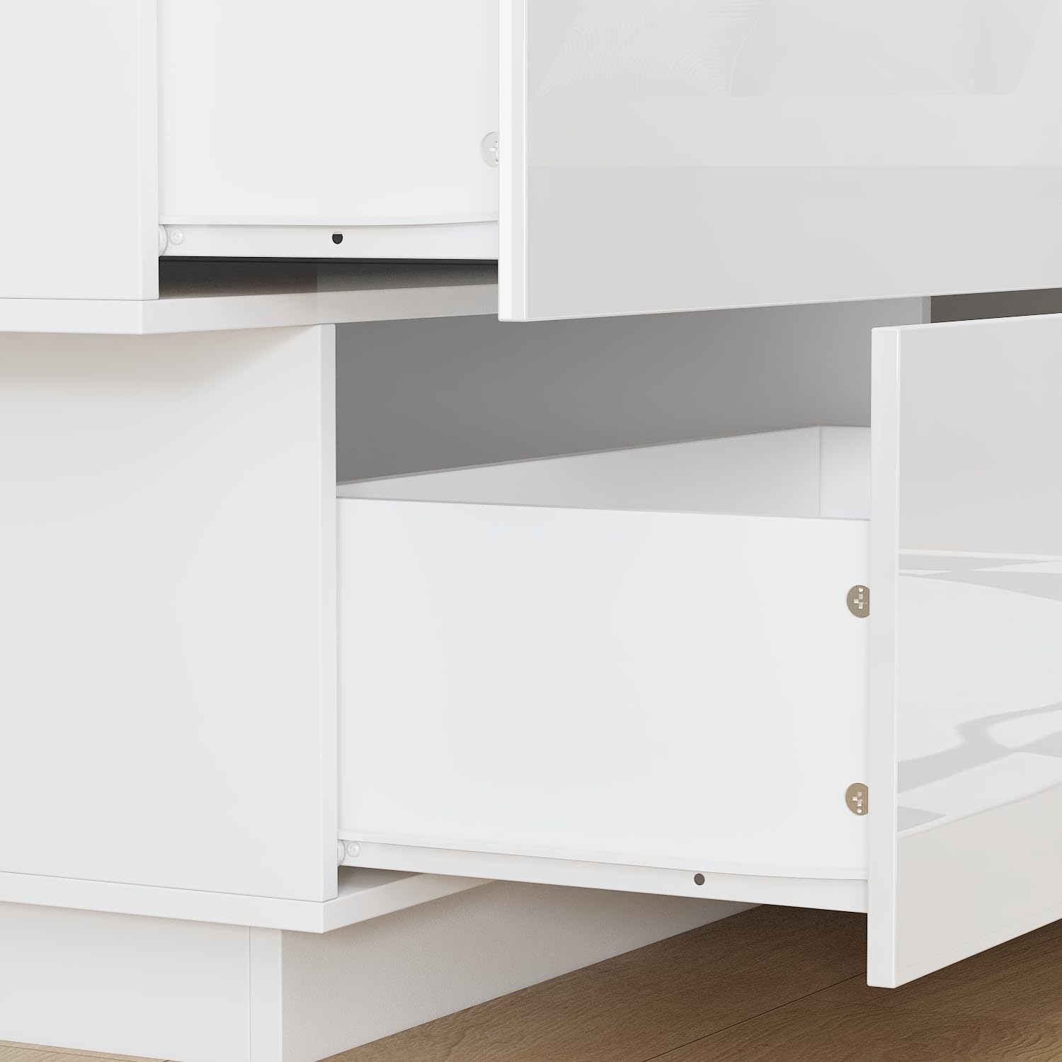 Modern High Gloss 6-Drawer Dresser with Asymmetrical Design