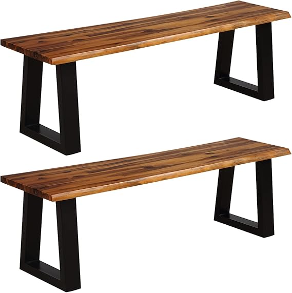 Acacia Wood Outdoor Bench Rustic Brown Black