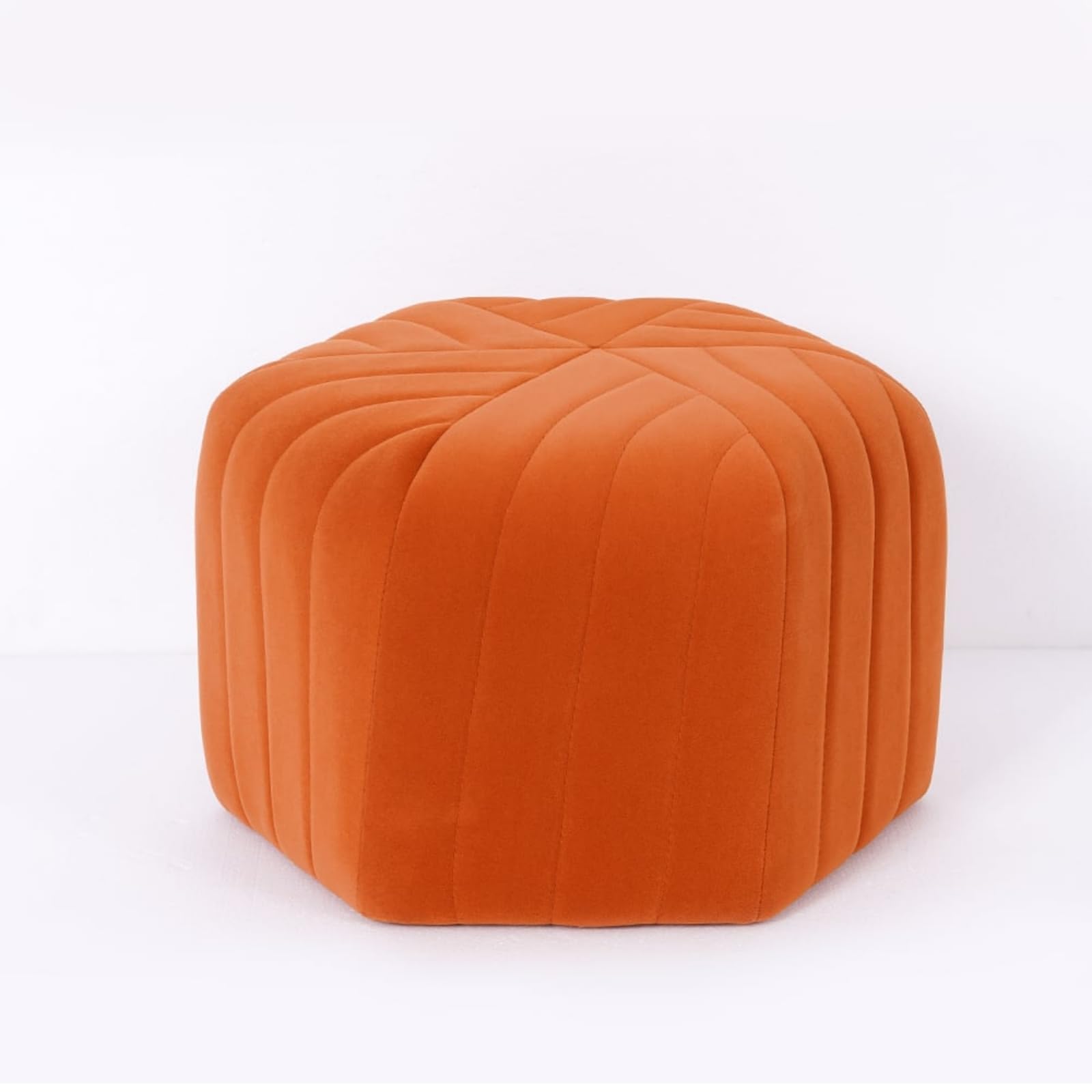 Hexagonal Pouf Ottoman Velvet Footrest