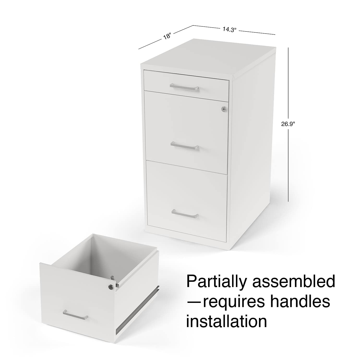3-Drawer Vertical File Cabinet with Lock