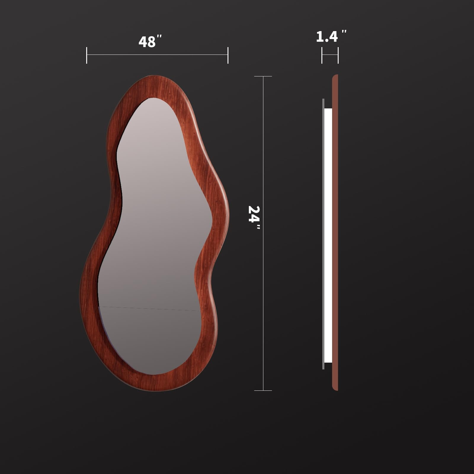 48" LED Wooden Full Length Mirror