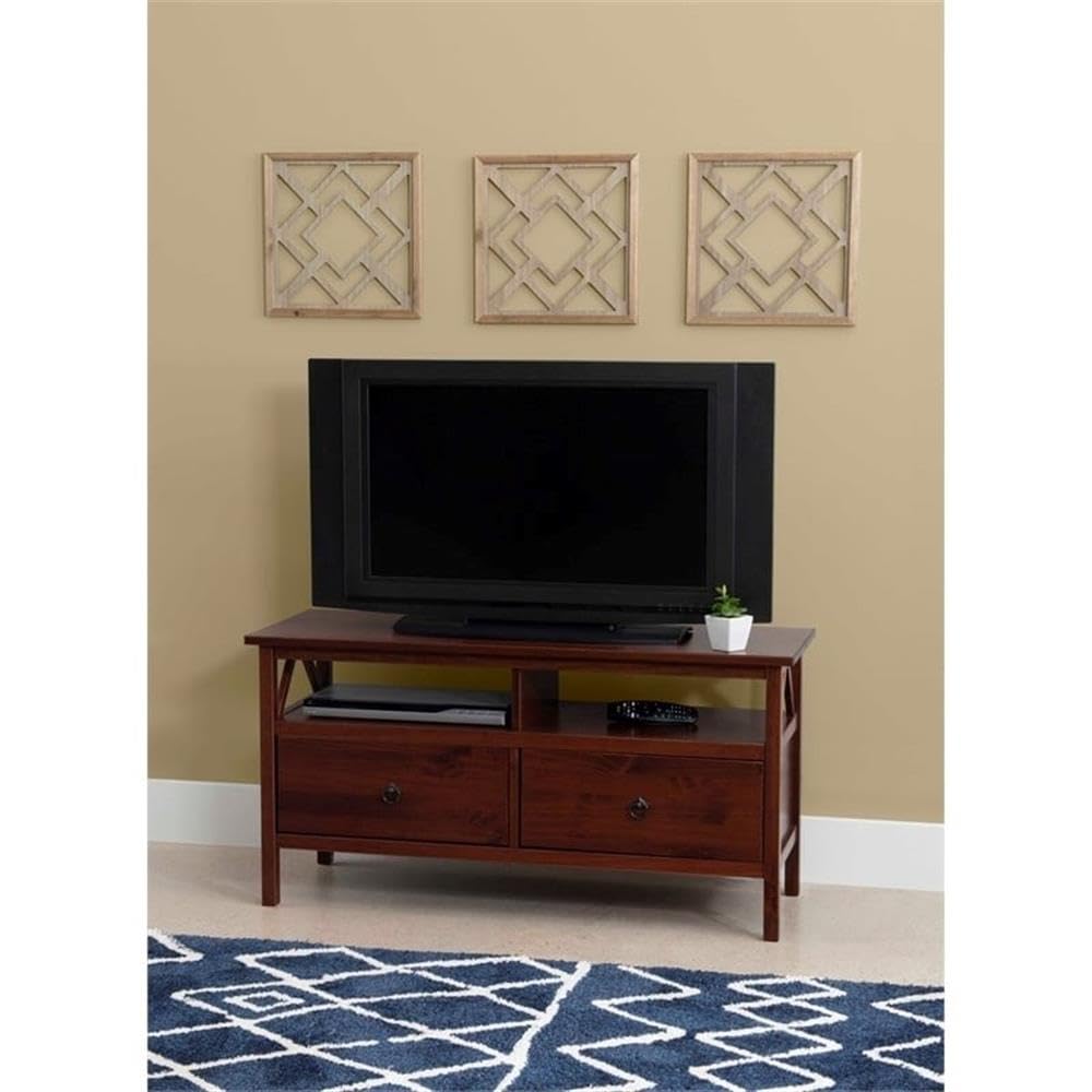 44-Inch Traditional Wood TV Stand with Drawers