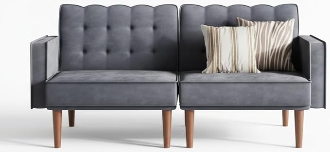 71" Velvet Futon Sofa Bed with Adjustable Backrest