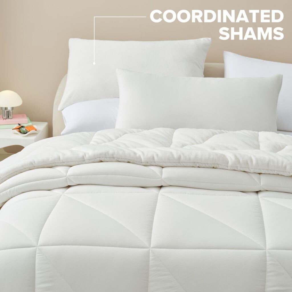King Comforter Set 3-Piece Reversible Plush Bedding Snow White