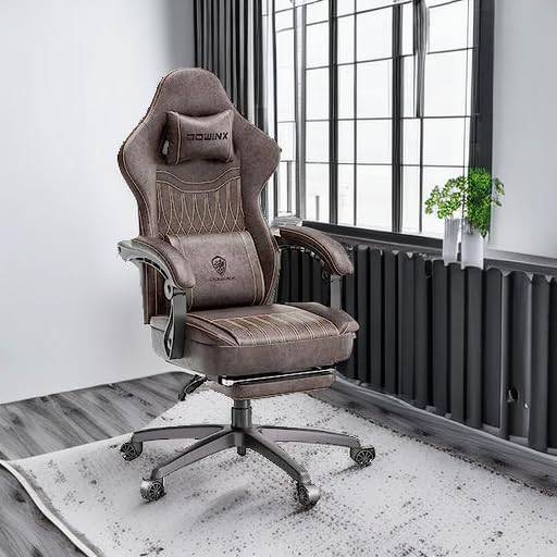 Ergonomic Gaming Chair with Massage Lumbar Support and Footrest