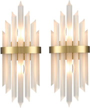 Modern Gold Crystal Wall Sconces Set of Two