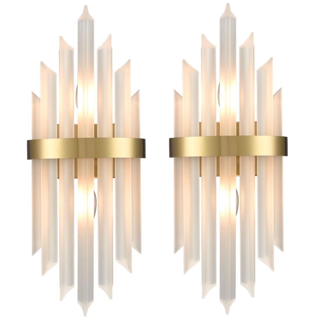 Modern Gold Crystal Wall Sconces Set of Two