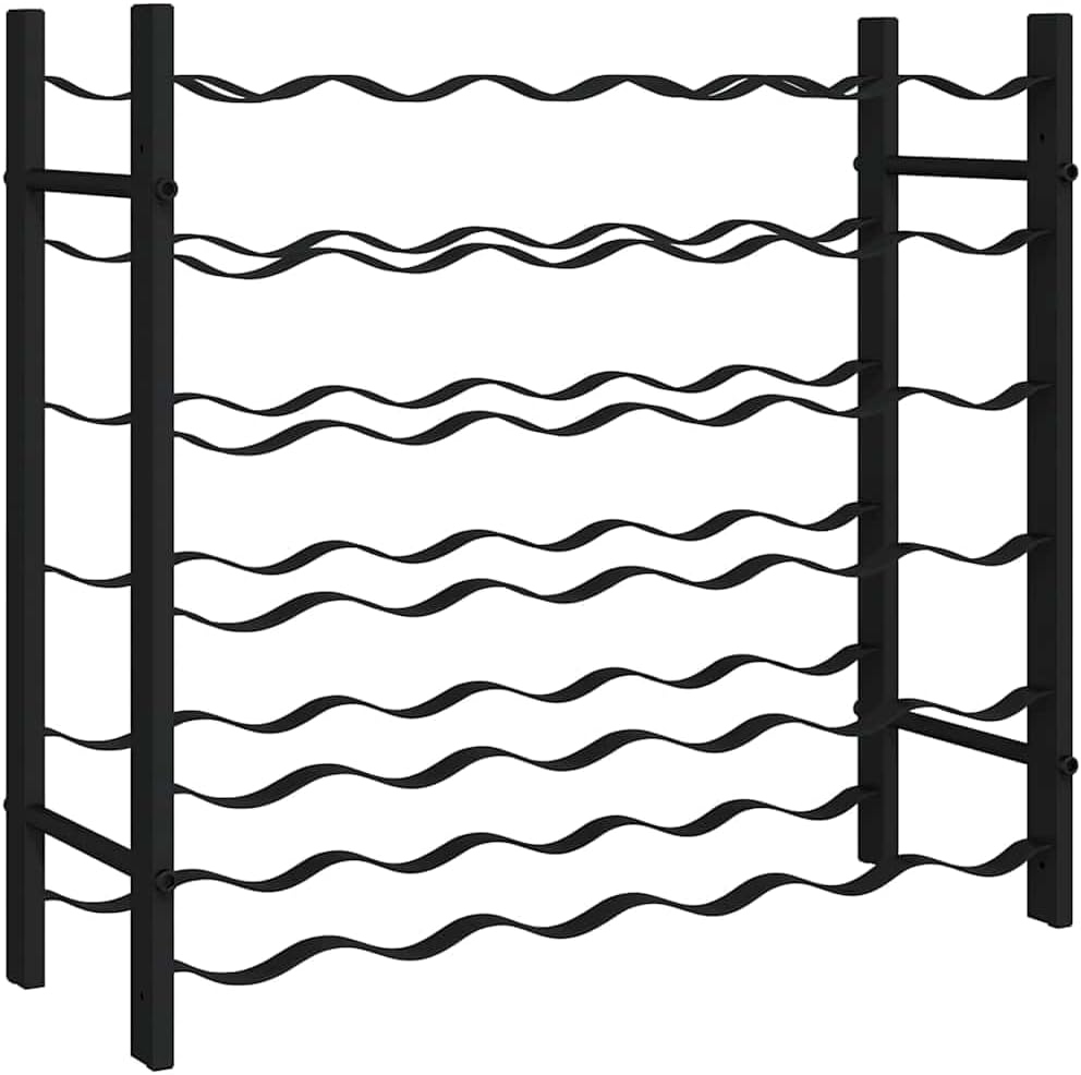 36-Bottle Wine Rack Black Iron Industrial Floor Standing