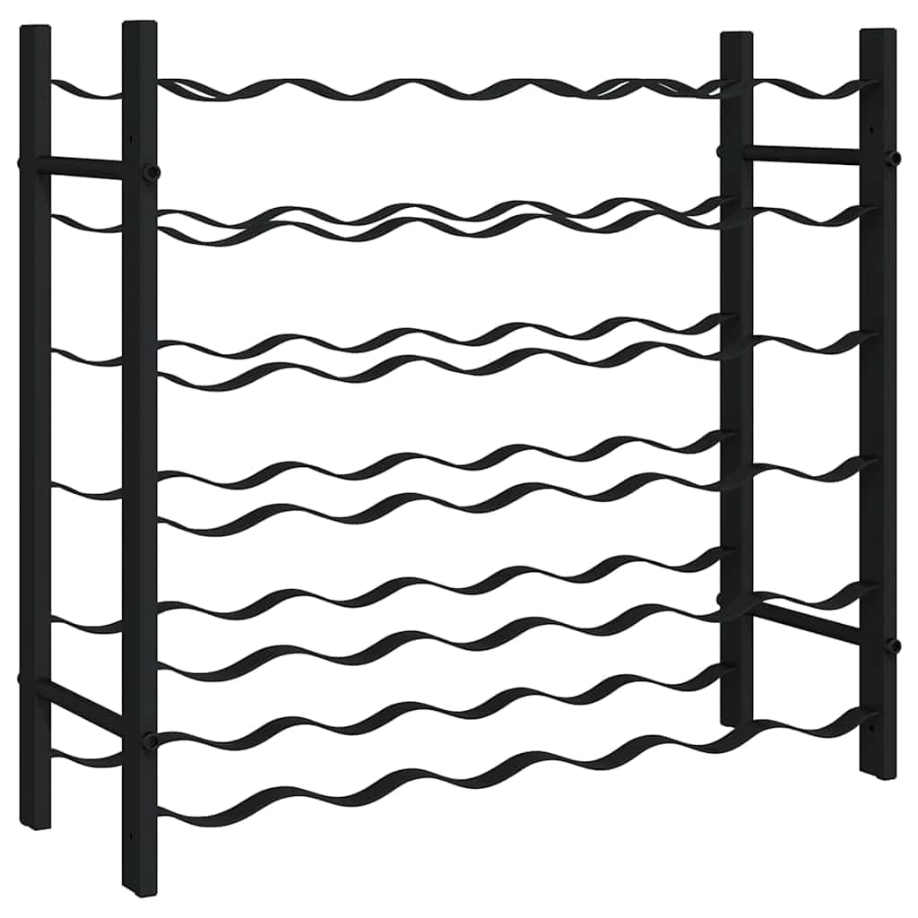 36-Bottle Wine Rack Black Iron Industrial Floor Standing