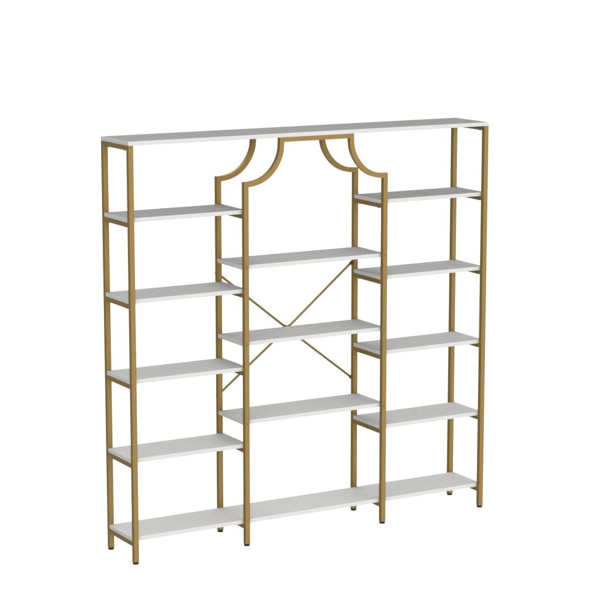 Triple Wide Bookshelf 70.87" Tall Etagere with 13 Open Shelves
