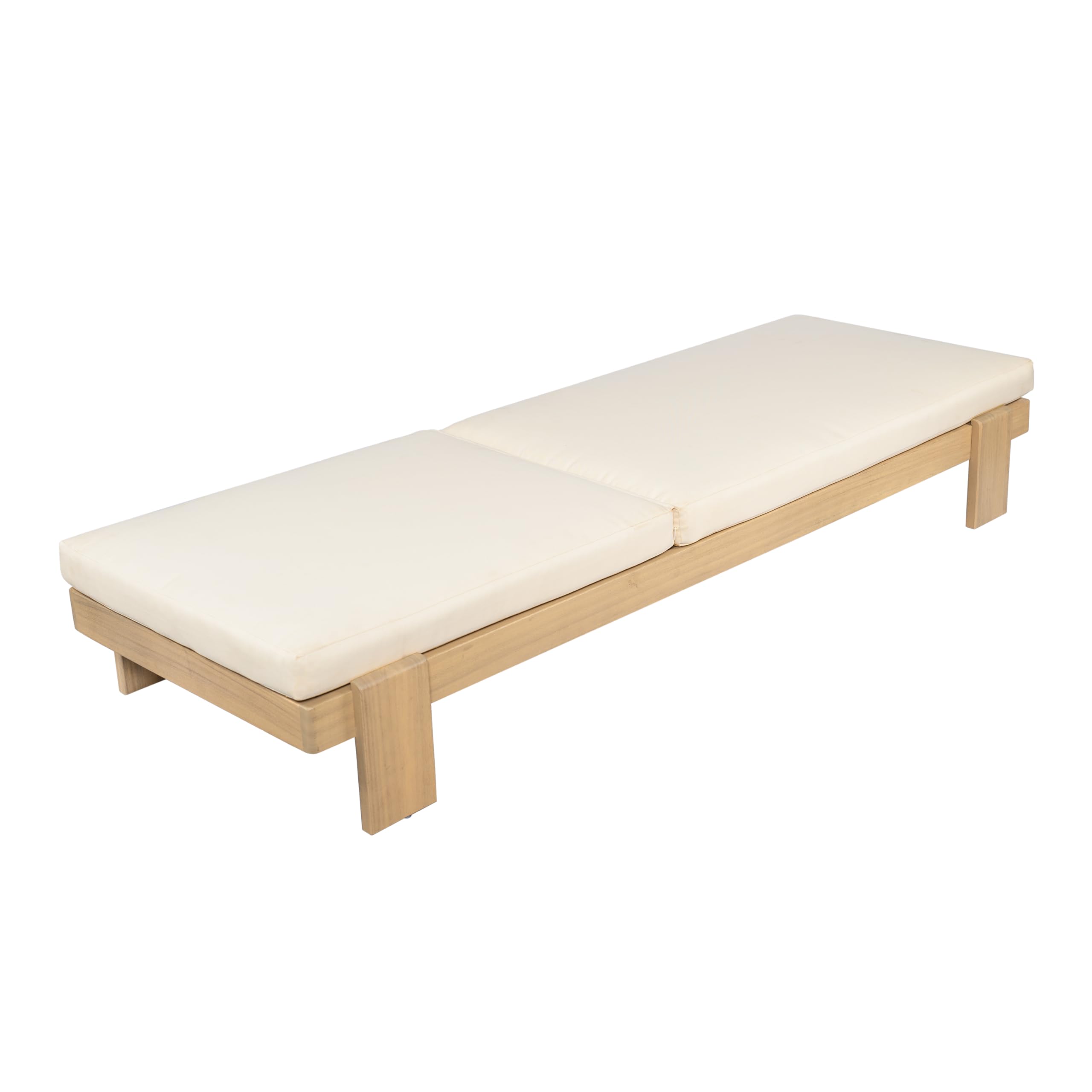 Acacia Wood Chaise Lounge Chair Set of 2 with Cushions