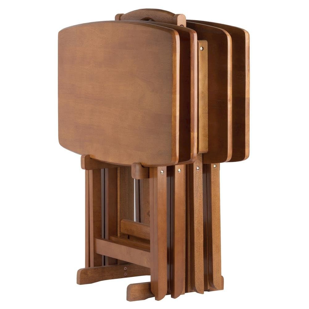 Teak Oversized Snack Tables Set of 4 with Stand