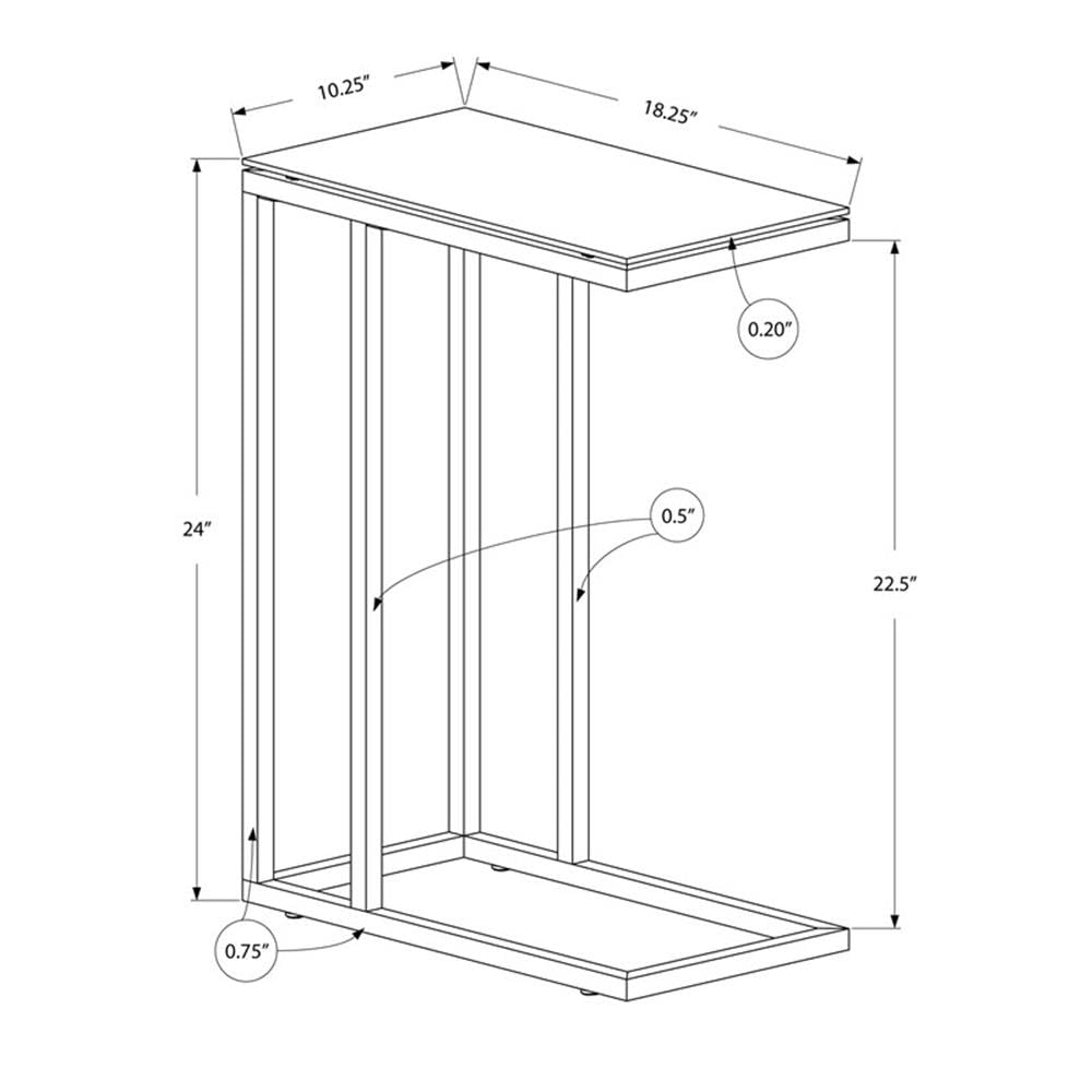 Frosted Glass Accent Table White Metal
