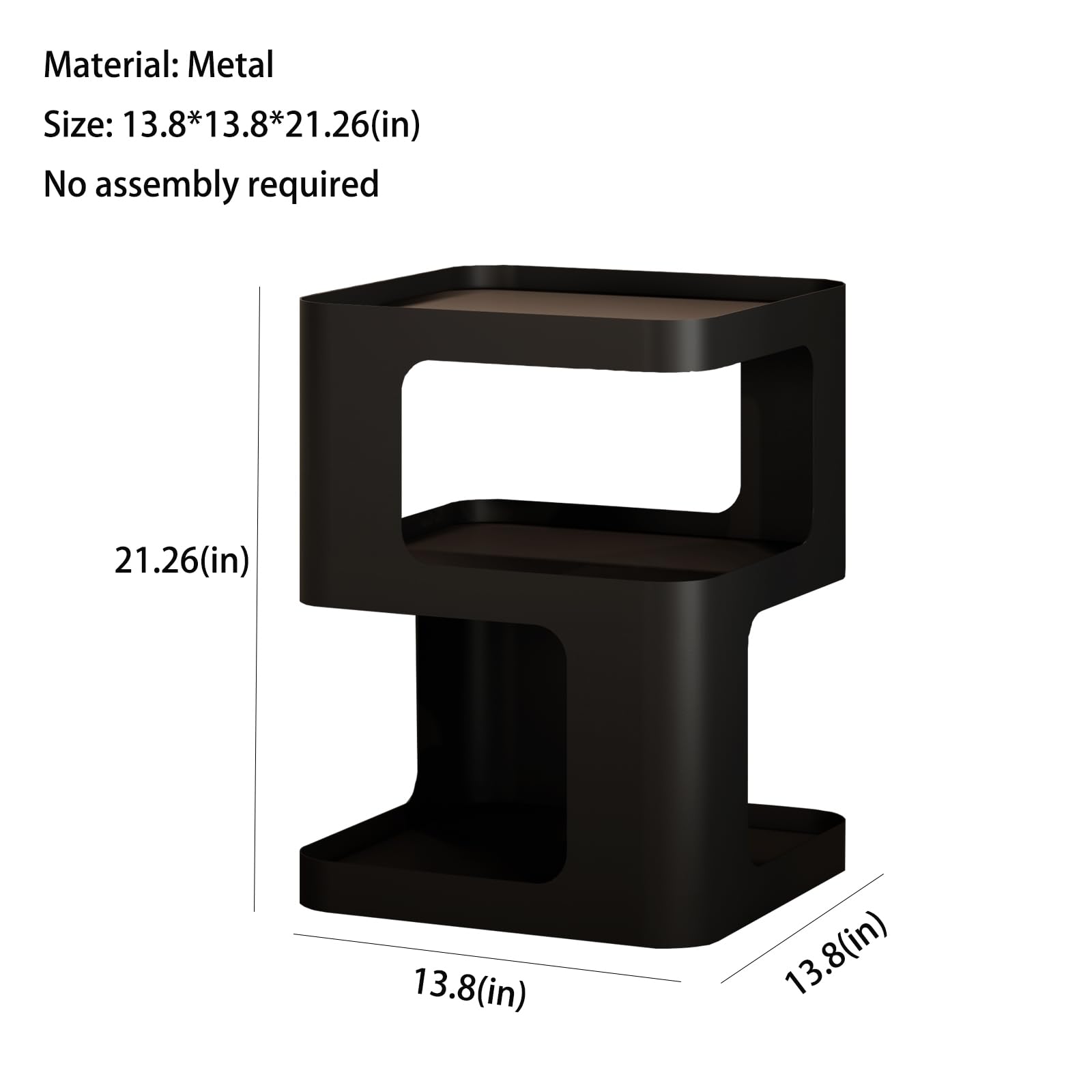 Metal Side Table with Storage