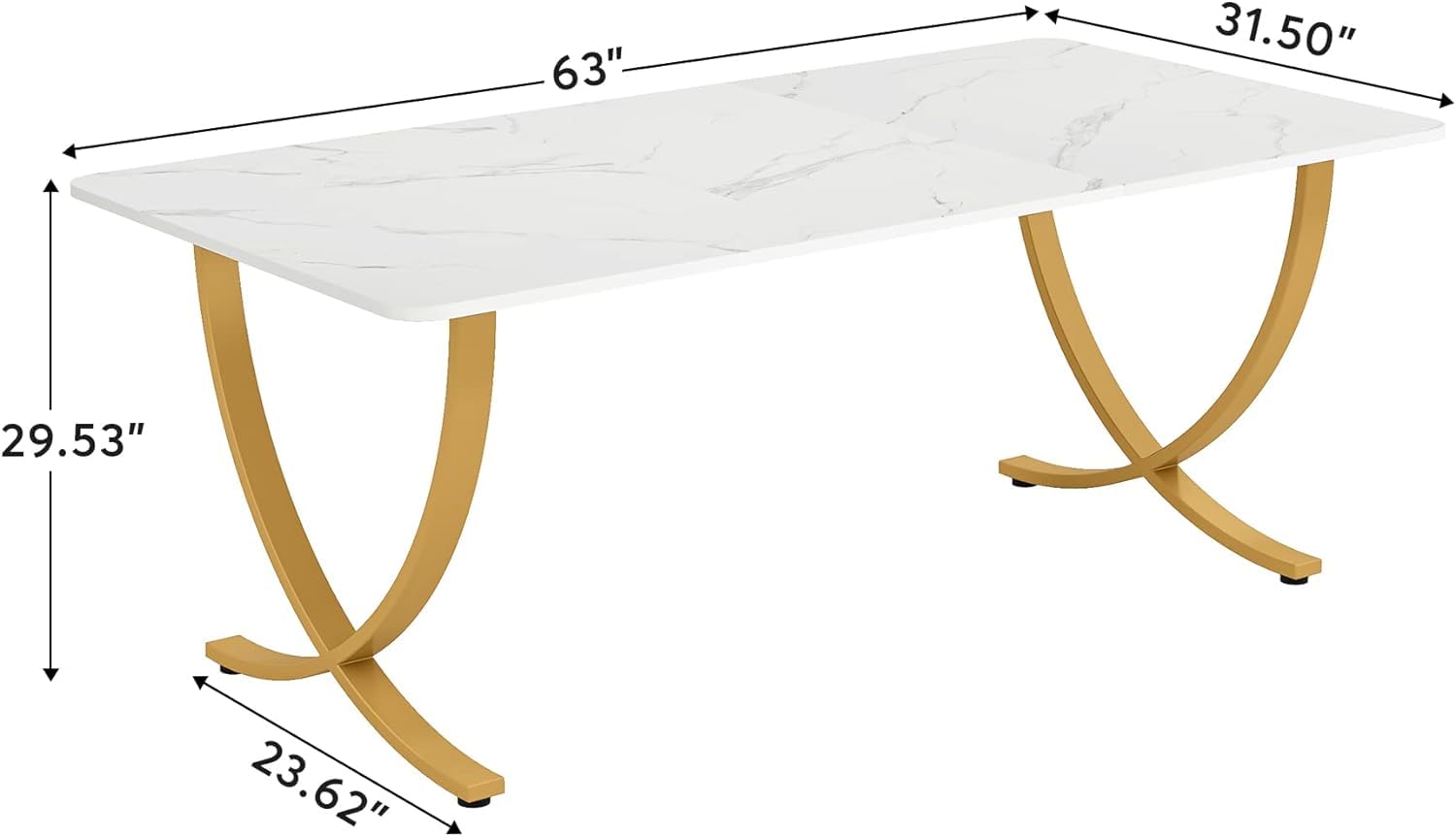 63" Executive Desk White Gold Conference Table