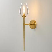 Gold Glass Wall Sconce Light with Flower Shade