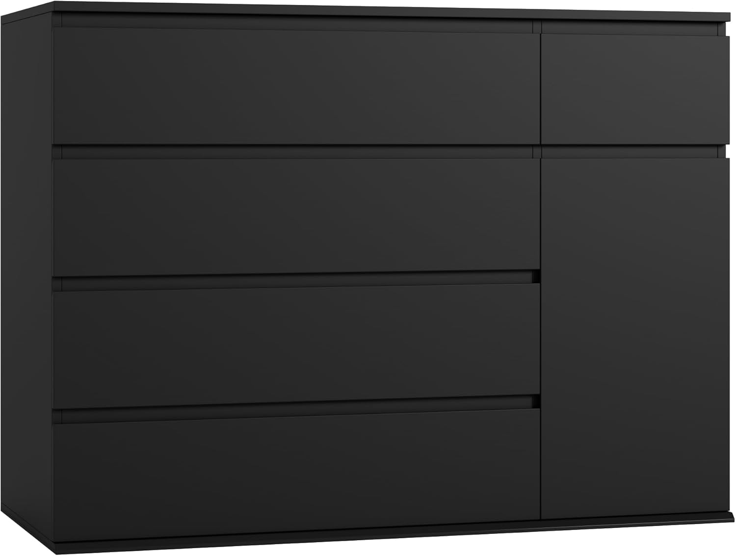 White Dresser with Deep Drawers and Door Storage